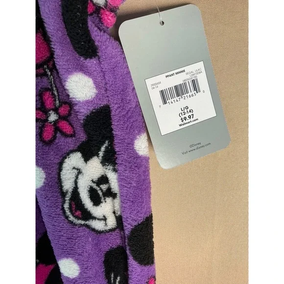 Disney Minnie Mouse Pajama Pants Womens Large Purple Fleece Polka Dot LZ4410DBA - Picture 4 of 8